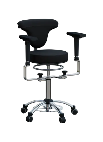 LZ 37 F + LZZ područky, židle lékařská s nožním ovládáním, kříž chrom, ekokůže černá